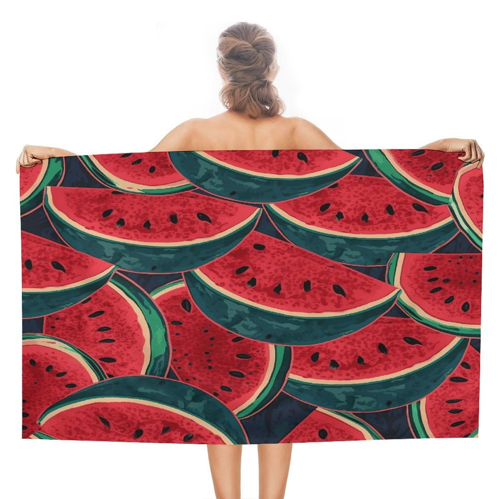 FekiLoot Red Watermelon Beach Towel Absorbent & Quick Dry Pool Towels 31 X 51 Inches Extra Large Sandfree Beach Blanket Towels Soft Lightweight Travel Towel for Swim Yoga Camping