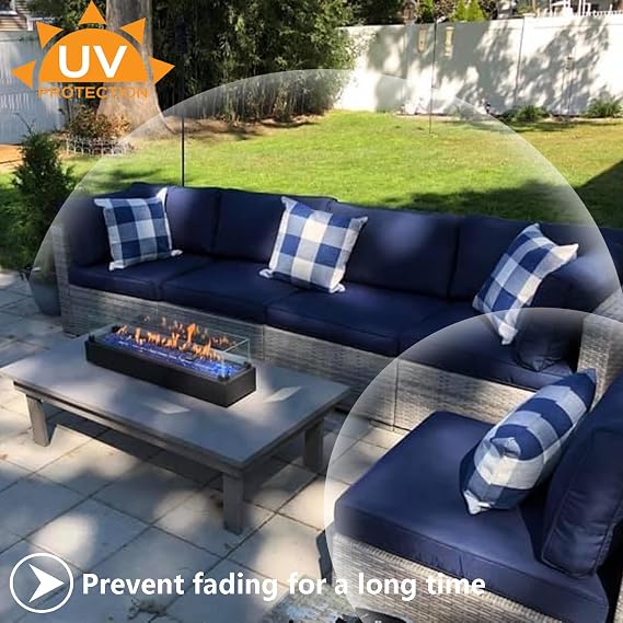 FLYMEI Patio Cushion Covers Blue 24x24x4-4pcs & Blue 22x20x4-4pcs