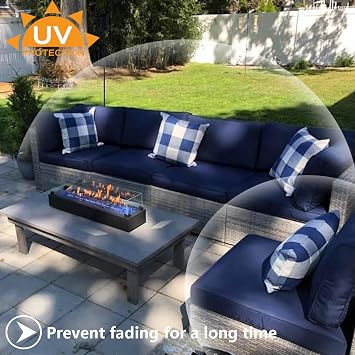 FLYMEI Patio Cushion Covers Blue 24x24x4-4pcs & Blue 22x20x4-4pcs