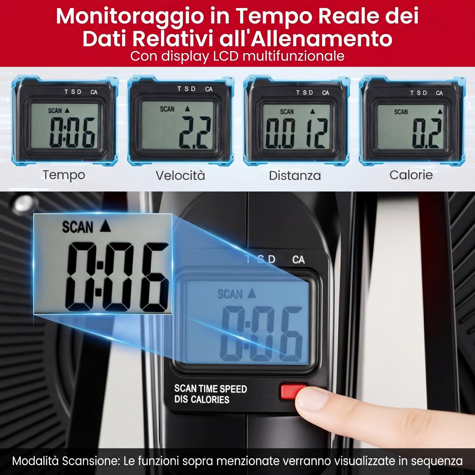 COSTWAY Ellittica sotto Scrivania, Pedaliera Riabilitazione Silenziosa, con Monitor e 8 Livelli di Resistenza Magnetica Regolabili e Display LCD, Mini Ellittica Portatile per Casa e Ufficio