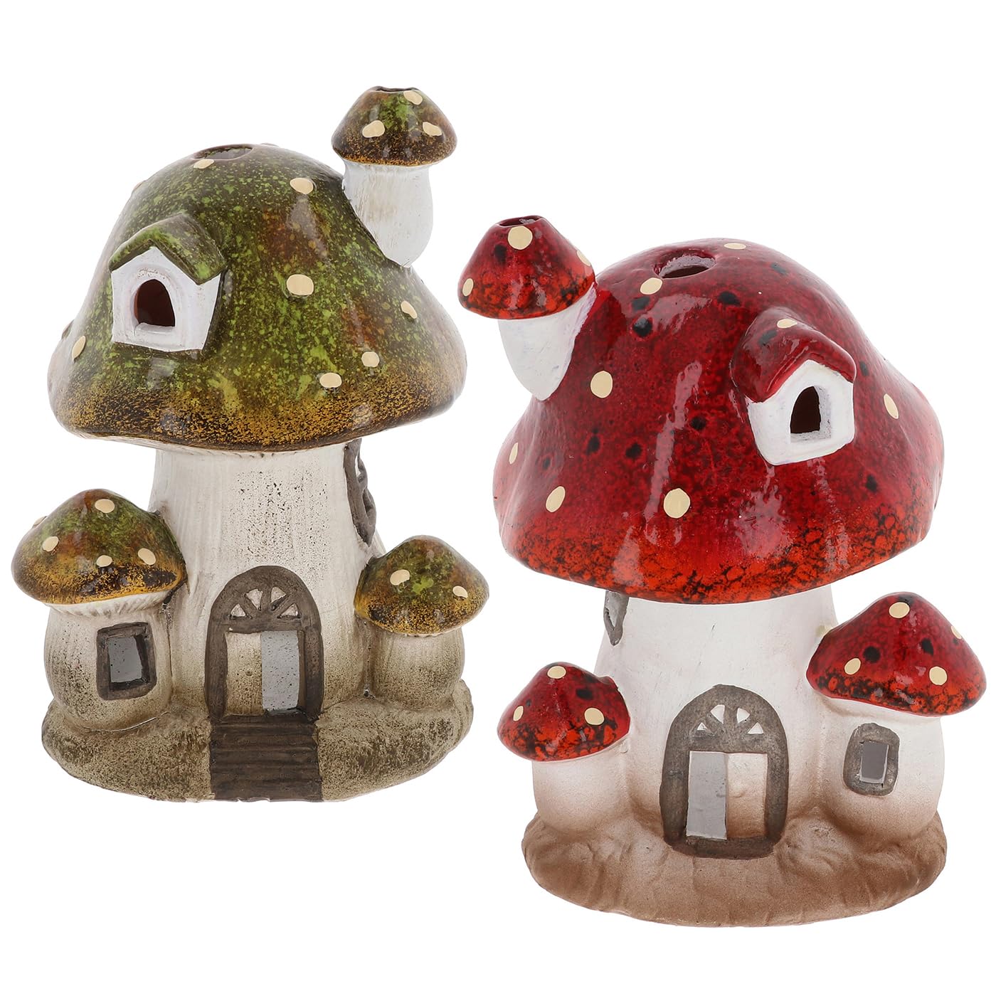 Shudehill Giftware Green Tall Woodland Mushroom House Figurine In Ceramic