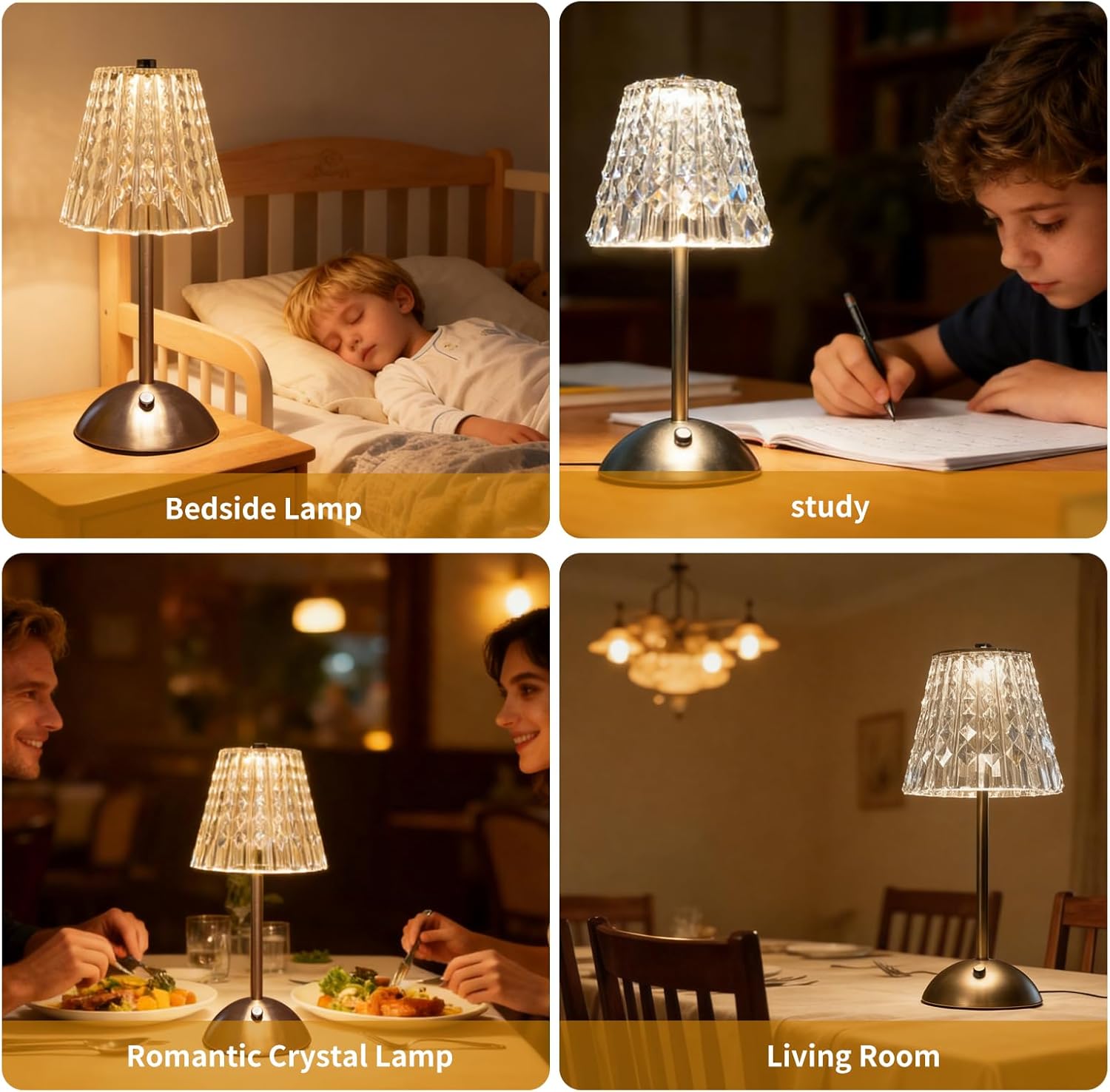 Cordless Table Lamp, Rechargeable 2000mAh Battery Lamp with Touch Control & Stepless Dimming, Portable Vintage LED Lamp for Bedroom, Kitchen, Nightstand, Home Decor (Silvery)