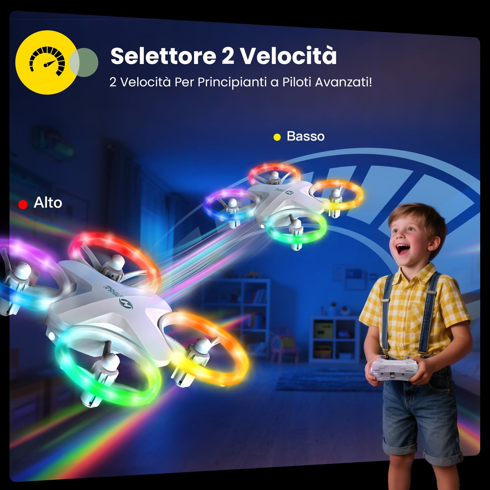 Holy Stone HS180 Mini Drone per Bambini 6-12 Anni con Luci LED e 3 Batterie | Quadricottero RC Pieghevole, 21 Minuti di Volo, Flip 360°, Facile da Usare, Regalo di Compleanno per Ragazzi e Ragazze