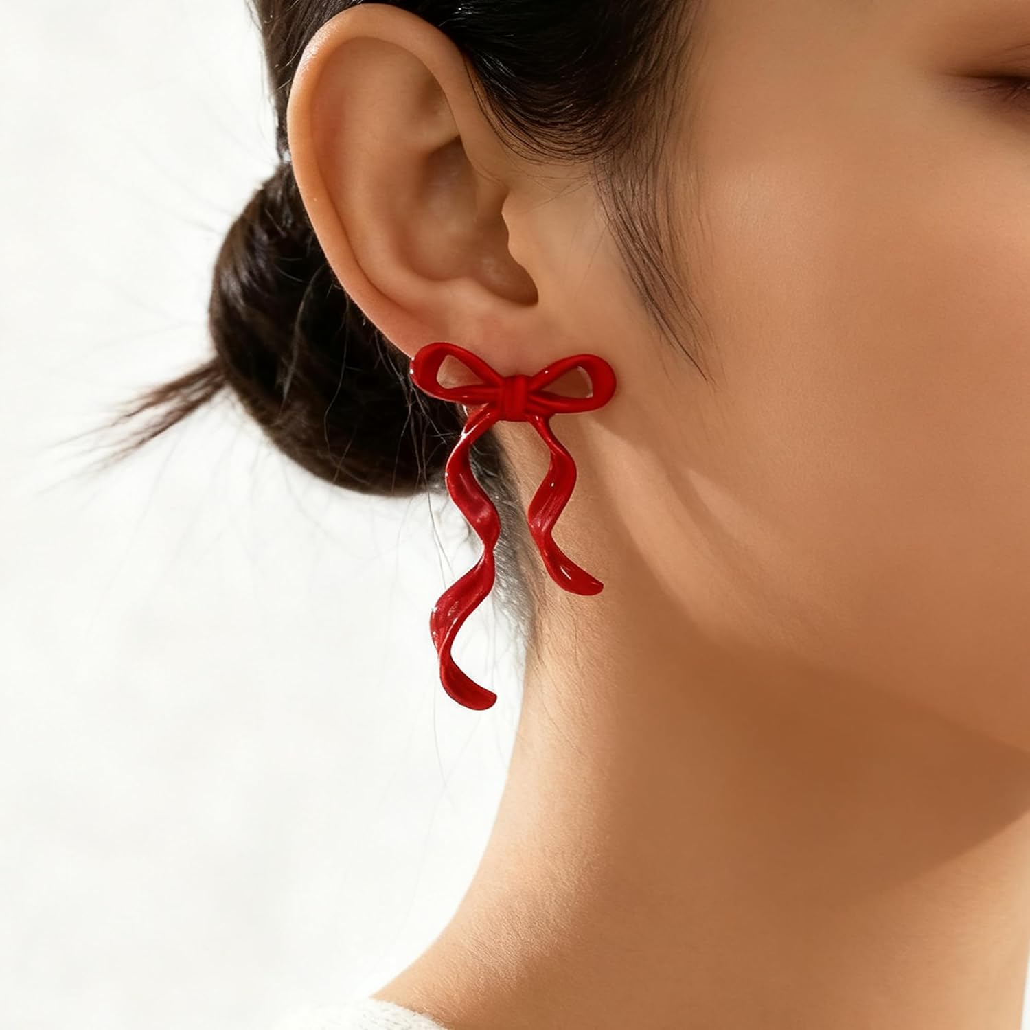 Christmas Bow Earrings Red Bow Earrings for Women New Years Bowknot Stud Christmas Holiday Festival Jewelry Gifts - Image 2