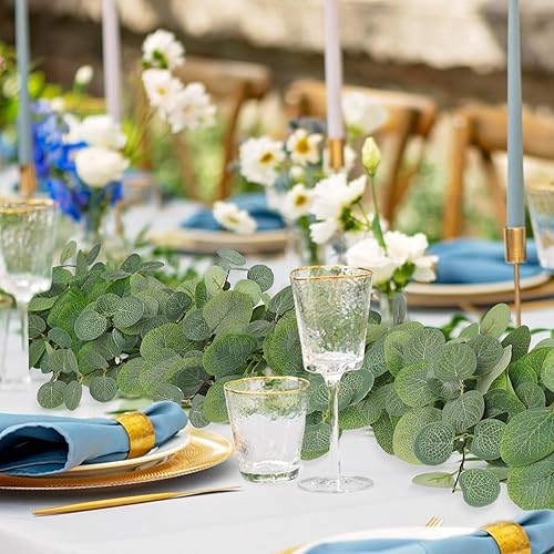 Miniatura 5 de MEIVINES Guirnalda de eucalipto artificial, guirnalda verde de 6.39 pies, guirnalda colgante artificial, vid de eucalipto sintético, guirnalda de