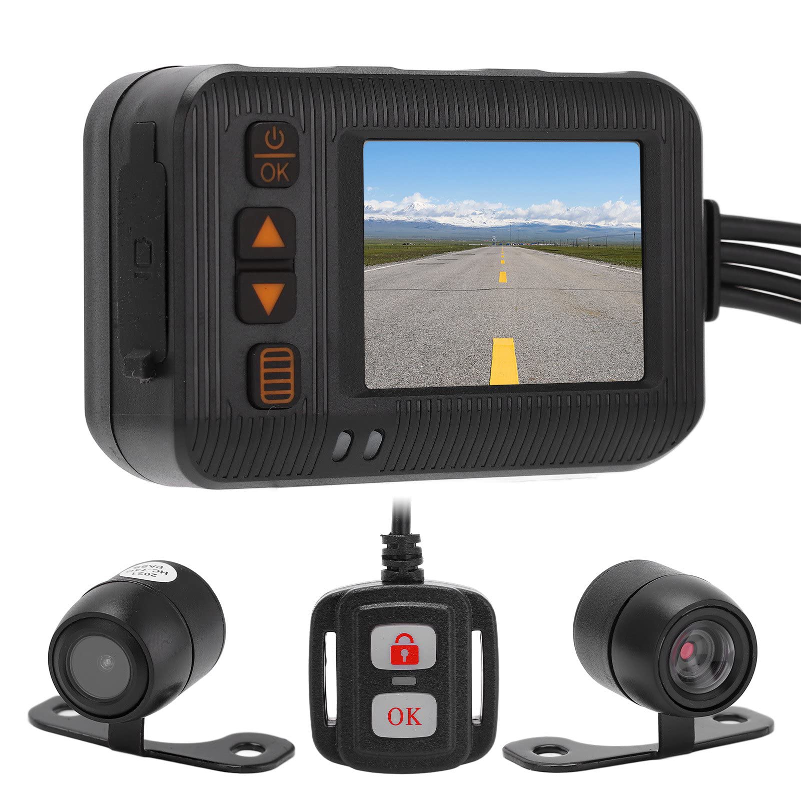 Yctze Kamera na deskę rozdzielczą Motocykla Kamera Przednia i Tylna 1080P + 720P AHD z Dwoma Obiektywami 2-calowy Wyświetlacz IP65 IP67 Odporny na Deszcz Nagrywanie w Pętli Tryb