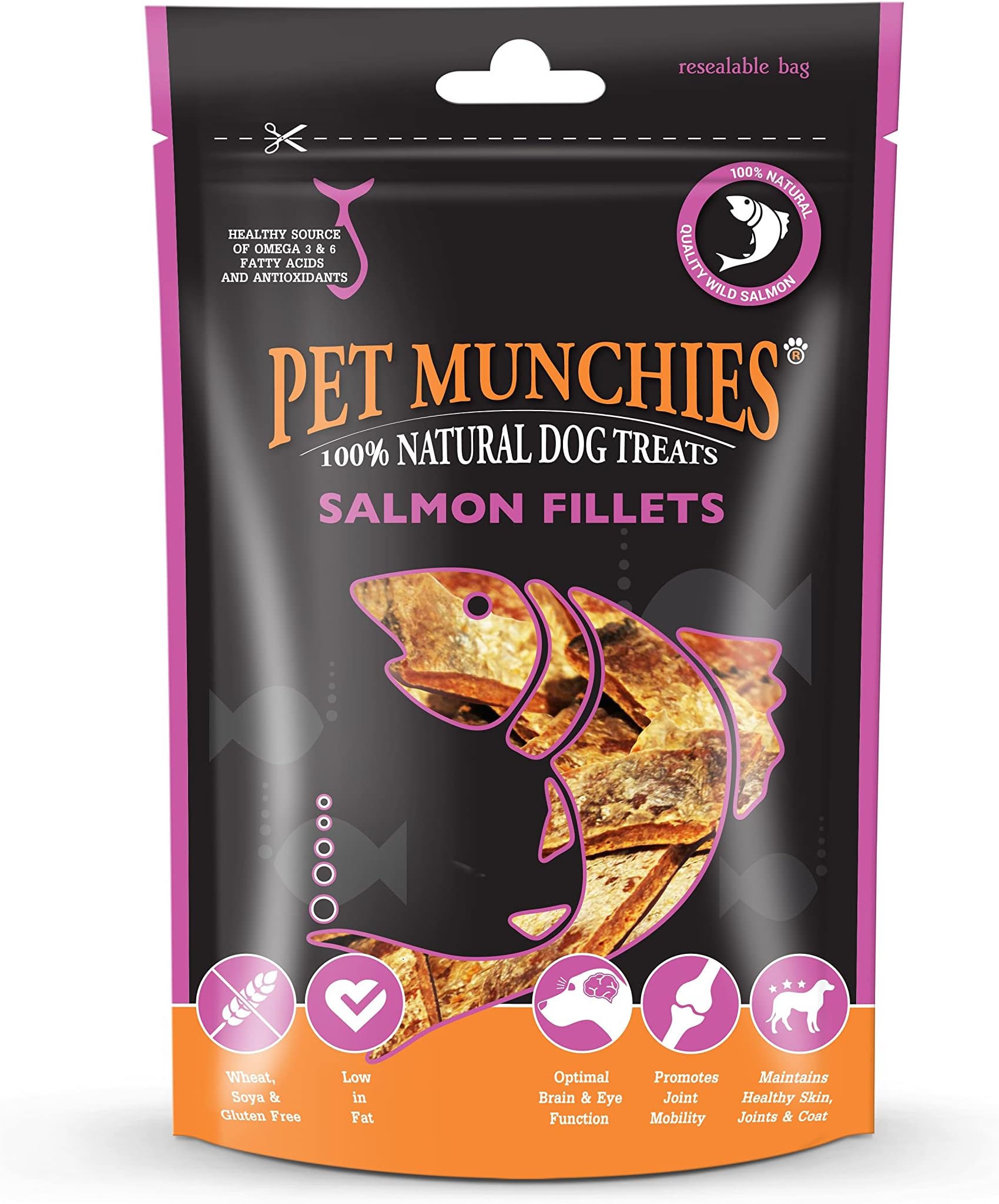 Pet Munchies Salmon Fillets Dog Treats, Healthy, Hypoallergenic, Grain
