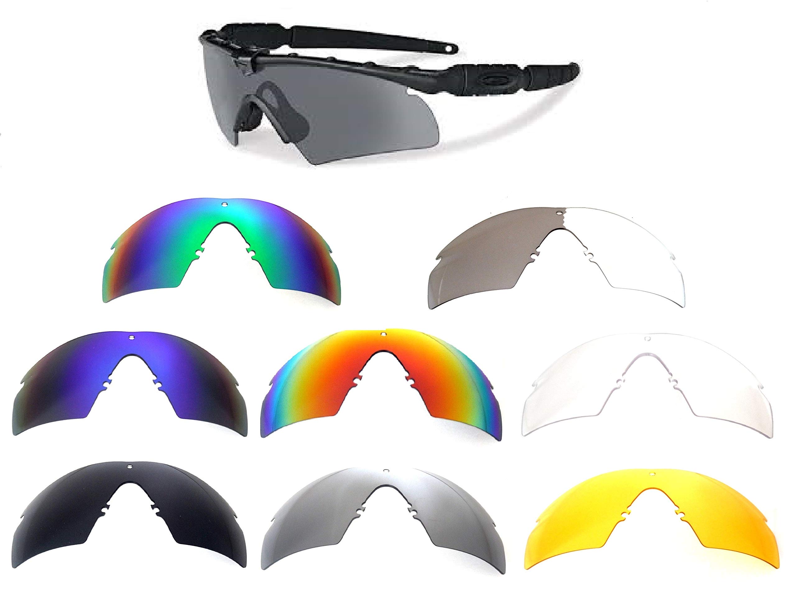 GALAXYLENSE 8 Pieces Replacement Lenses For Oakley Si Ballistic M Frame 2.0 Z87 Sunglasses