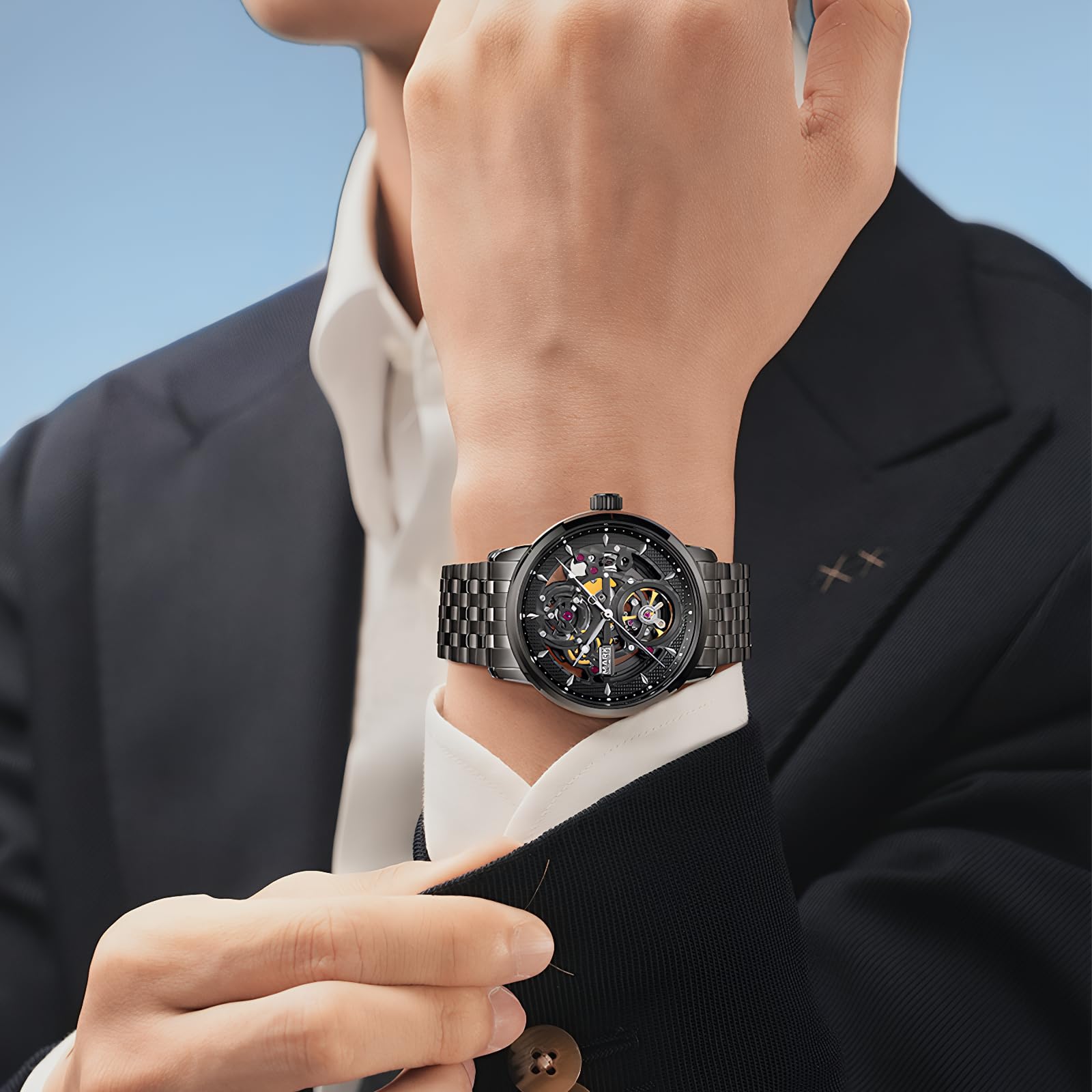 Vetra Orologio da polso da uomo, automatico, di lusso, con meccanismo a carica automatica, in acciaio inossidabile 316L, impermeabile fino a 30 m, luminoso, regalo per uomo