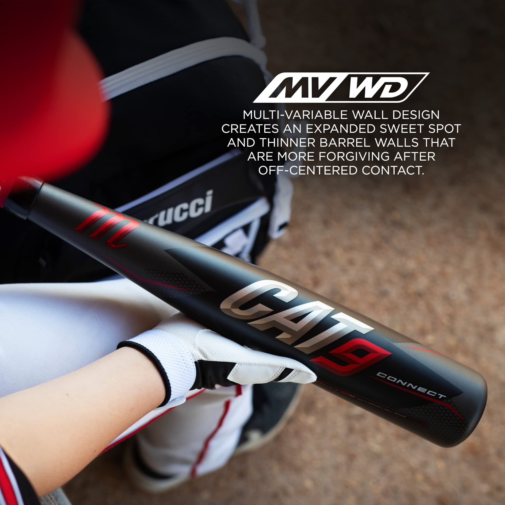 Batte Marucci CAT9 MSBC98 Jeunesse 30/22 - Noir/Rouge, 2 3/4, Alliage