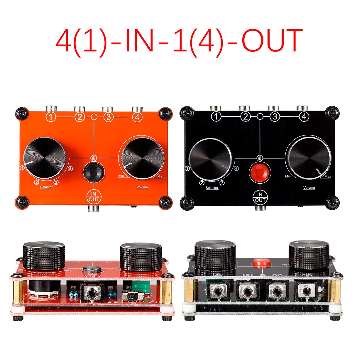 Out 4 Port 3.5mm Stereo Audio Switcher 
