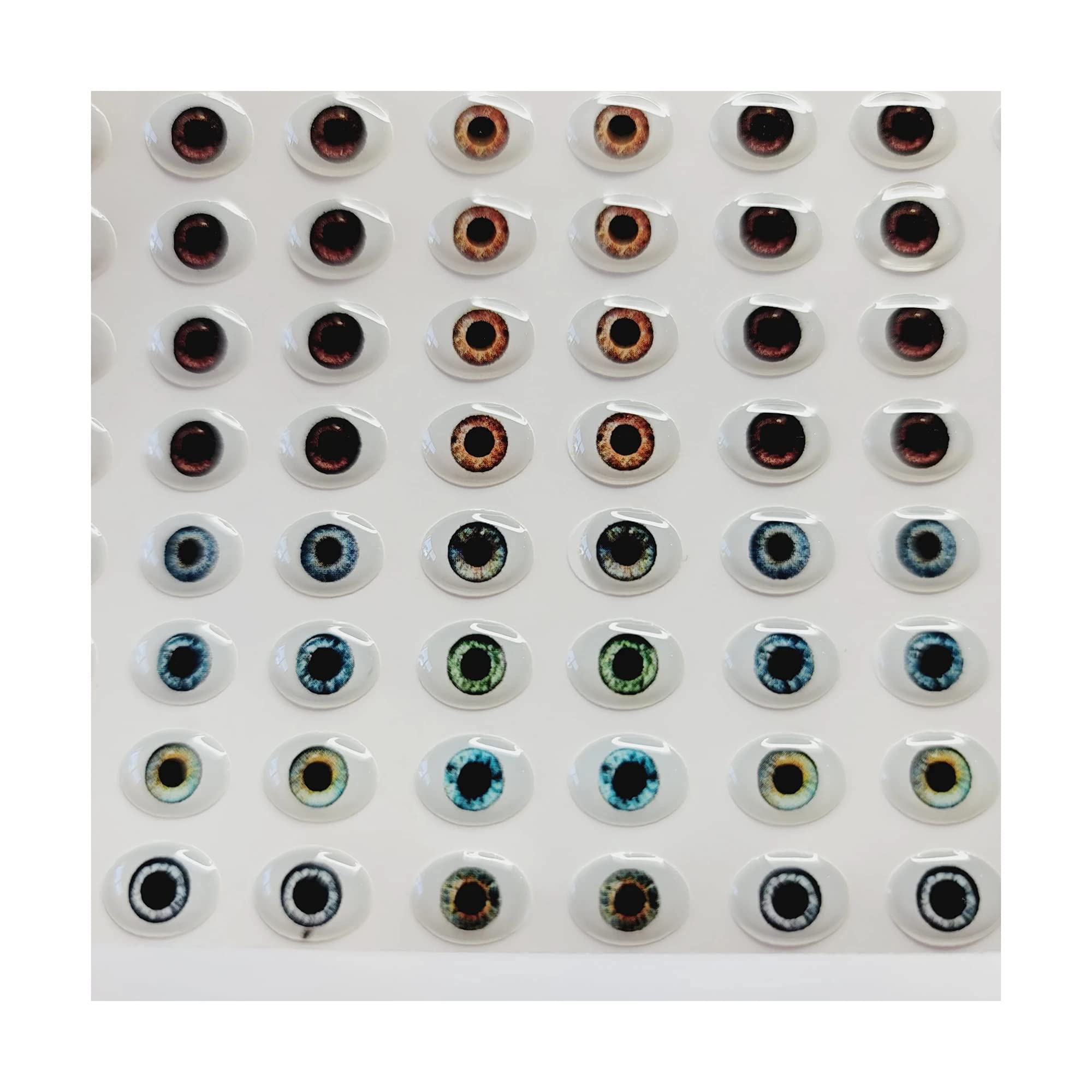 Adhesive Resin Eyes for Clays Multicolor STY Realistic MED #2 10mm 56 Pairs