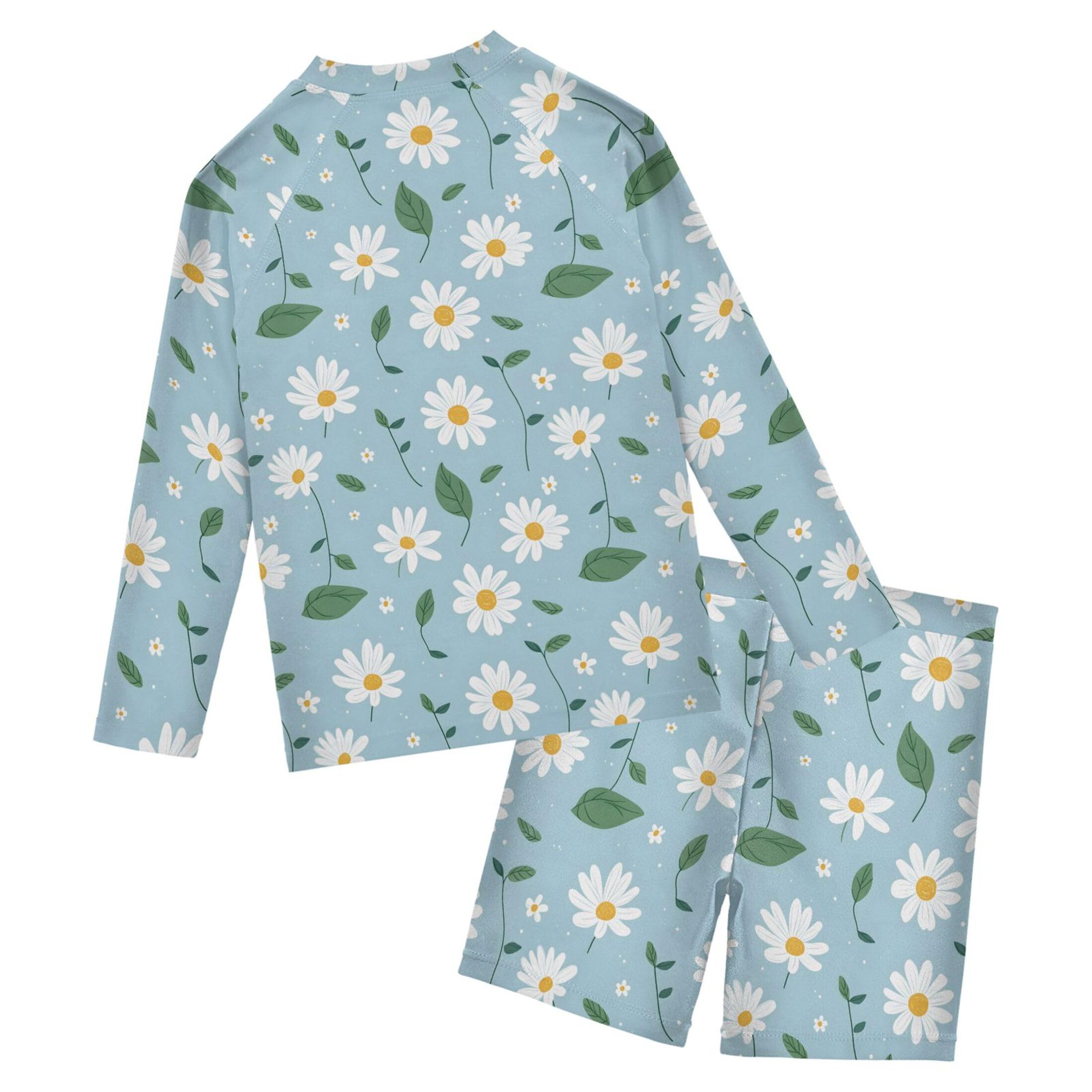 Flowers Plant Boys Rash Guard Swimsuits Set for Boys Long Sleeve Swim Shirts Bathing Suits with Trunks B0403576