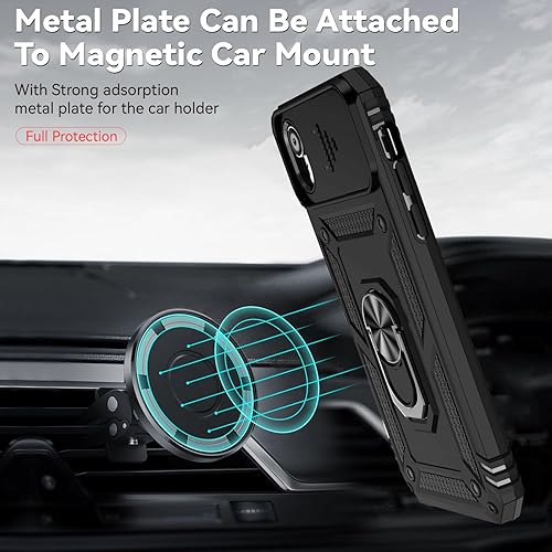 Miniatura 4 de Funda para iPhone XR con protector de pantalla HD grado militar de 20 pies probada en caídas anillo a prueba de golpes - iPhone XR (negro)