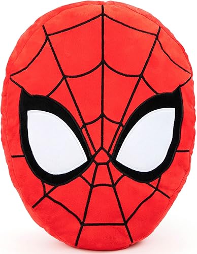 Jay Franco Marvel Spiderman - Almohada decorativa con forma de Spiderman, almohada de felpa súper suave para niños, mide 15 pulgadas (producto