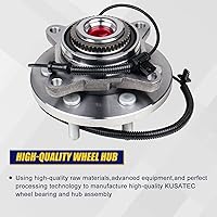 Vista 3 de KUSATEC 515169 Conjunto de rodamiento y buje delantero de 2 piezas 4x4 Compatible con Ford F-150 4WD 2015 2016 2017, pernos de 6 tuercas con ABS