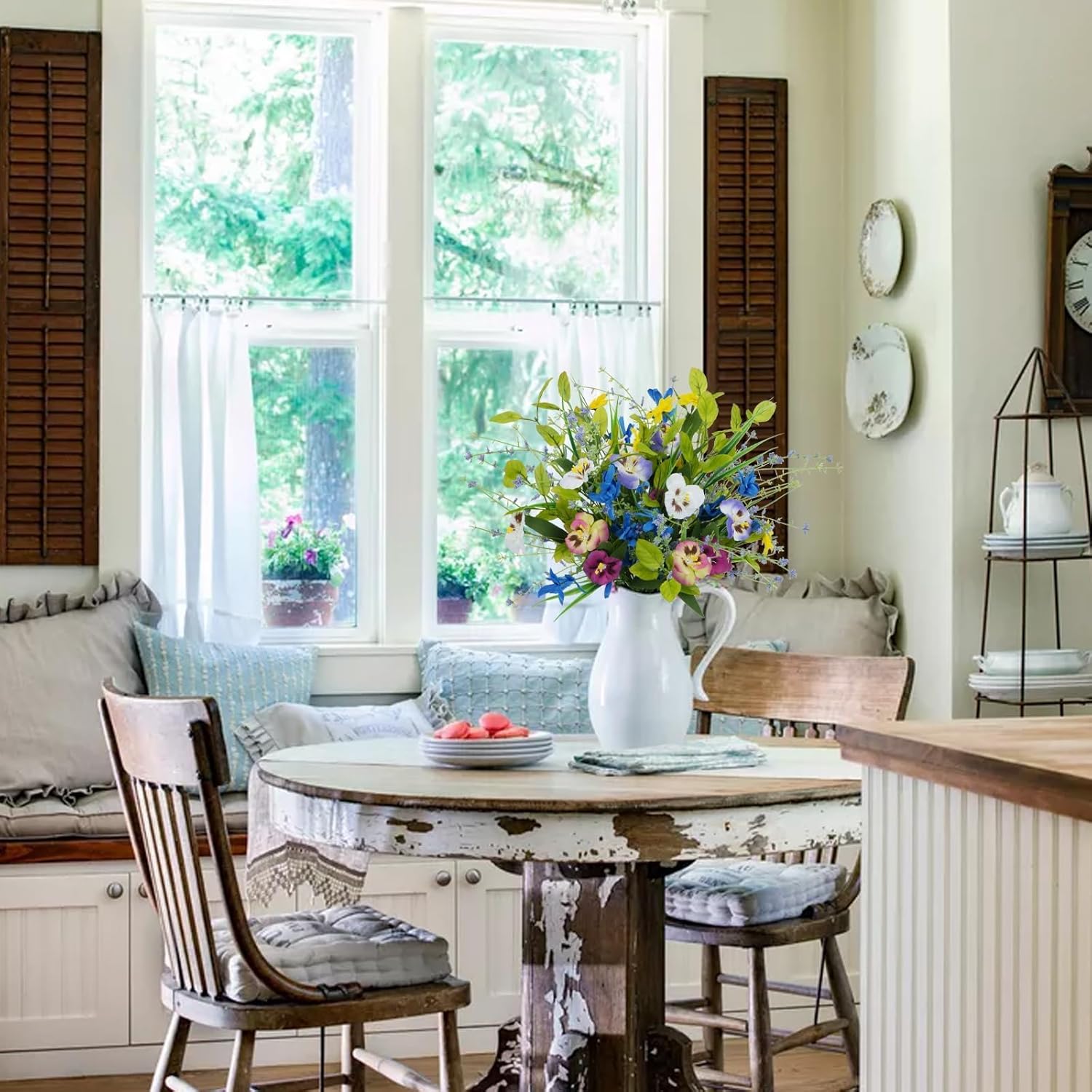 3 Bundles Artificial Wildflowers Fake Silk Mixed Pansies 20" Vibrant Faux Flower Arrangements Floral Bouquets for Indoor Vase Home Kitchen Table Centerpieces & DIY Crafts Wedding Spring Decor - Image 2