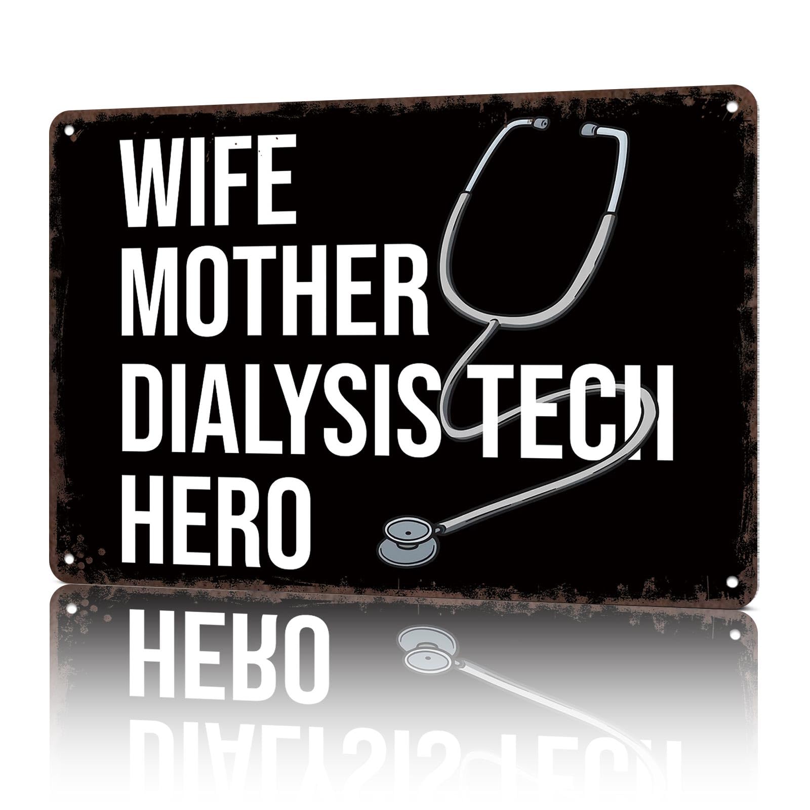 KWQDOZF Vintage Metal Signs Wife Mother Dialysis Tech Funny Tin Sign Poster Wall Art For Home Room Bedroom Office Decor 8x12inch