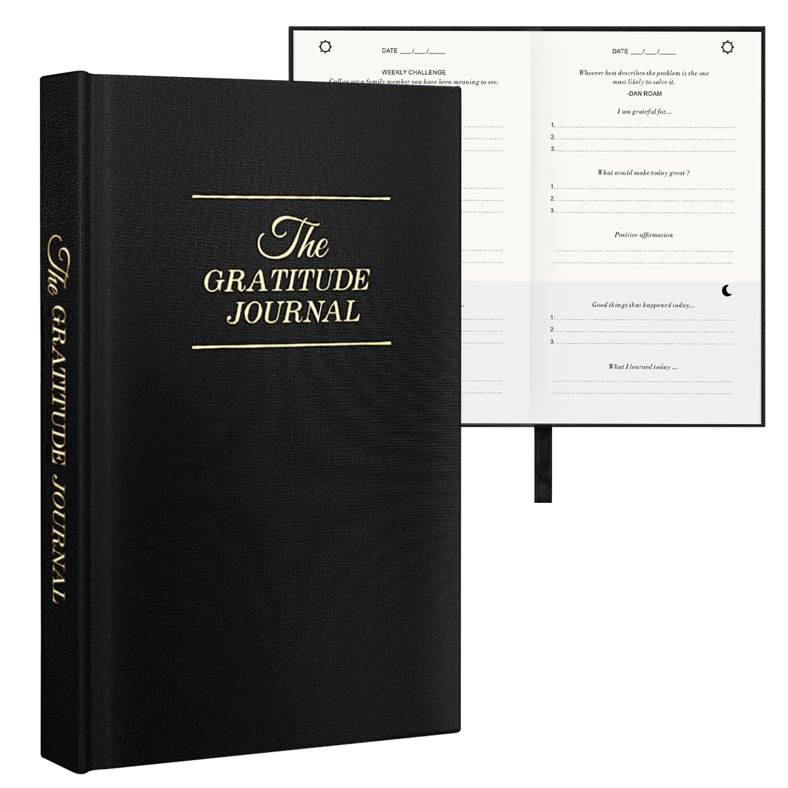 STAYOUNG 5 Minute Gratitude Journal - A Mindfulness Journal for Self-Reflection and Happiness, Simple Daily Instruction Format for a More Grateful and Happy Life Planner (Black)