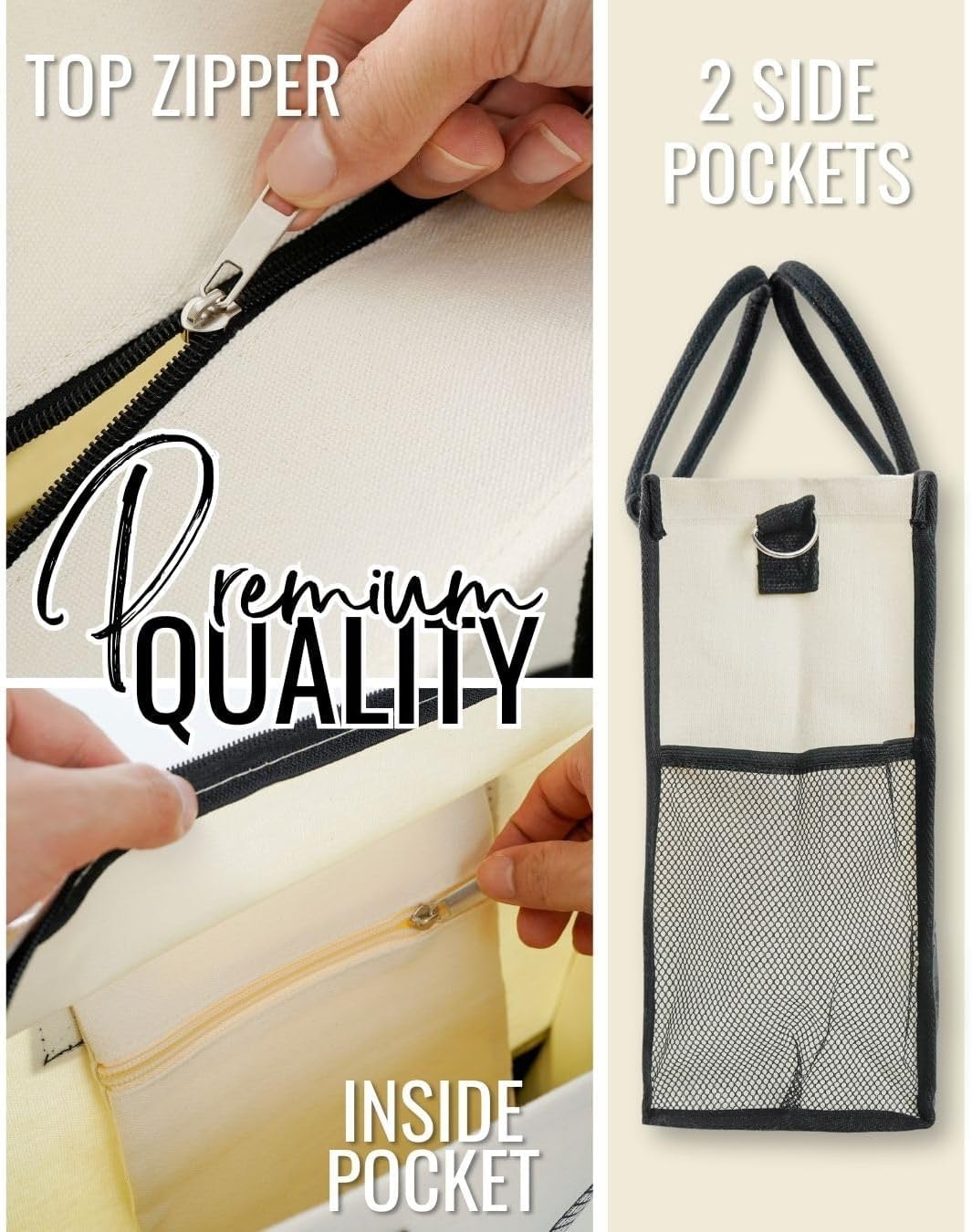 InnoBeta Goat Gifts Canvas Tote Bag for Goat Lovers, Girls, Women, Goat Bag with Top Zipper Closure and Shoulder Strap, Farm Gifts for Birthday, Mother's Day, Thanksgiving, Christmas - Image 5