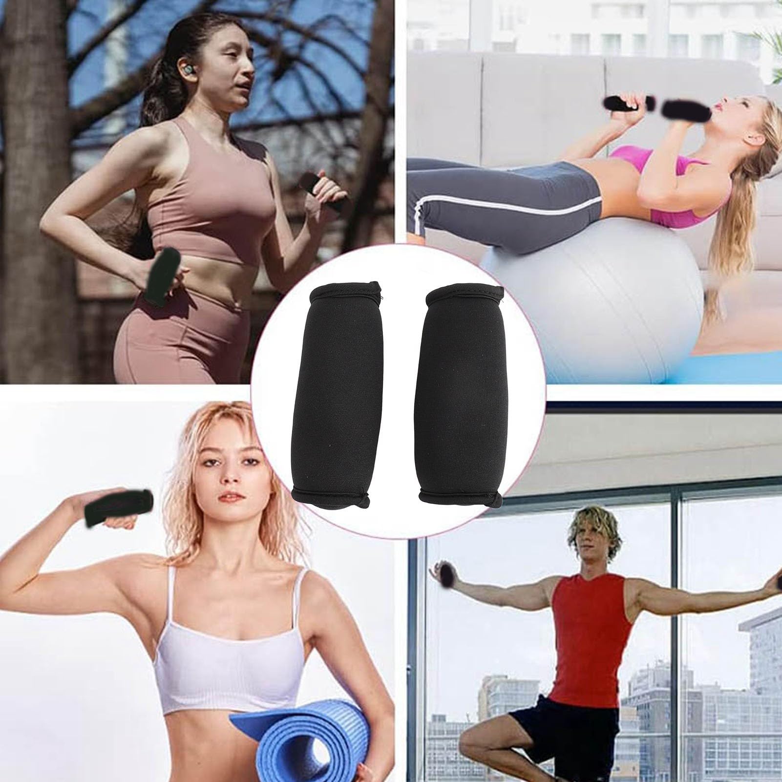 2 ciężarki do rąk, miękki zestaw do ćwiczeń, joggingu, bieżni, treningu, joggingu, jogi i pilatesu, czarny, rozmiar uniwersalny