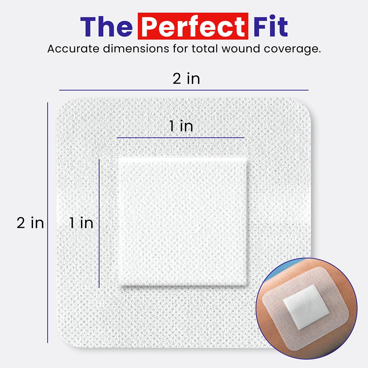 HEALQU Bordered Gauze Island Dressing - 50 Count, 2" x 2" Sterile Individually Wrapped Gauze Pads with Water-Resistant, Non-Woven Backing - Soft and Breathable Wound Dressing for First Aid and Medical — Amazon image 3