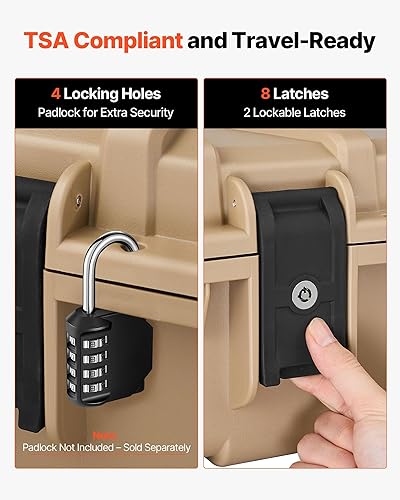 Miniatura 84 de VEVOR Rifle Case, Rifle Hard Case with 4 Layers Fully-protective Foams, Lockable Hard Gun Case with Wheels, IP67 Waterproof & Crushproof, for Rifles