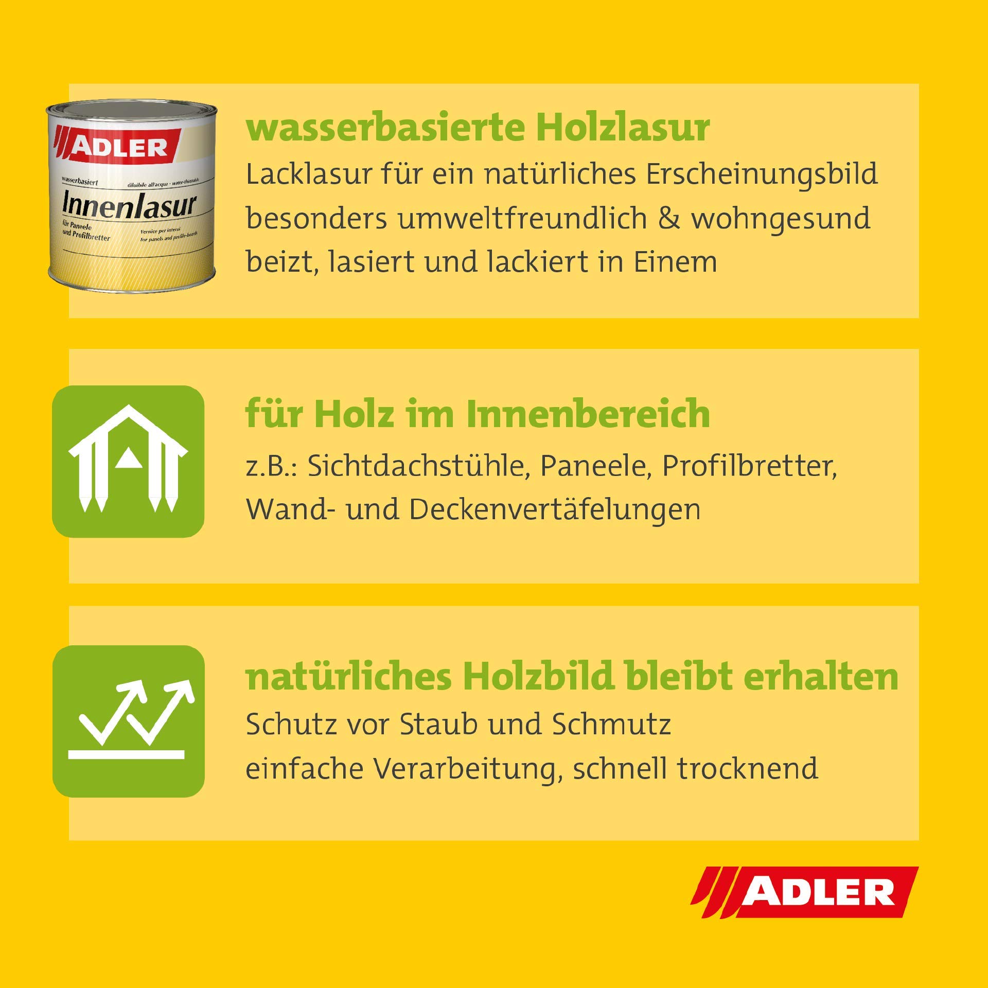 ADLER Innenlasur 2.5l Samt wohngesunde Holzlasur für innen Wohnraumlasur Wasserbasis