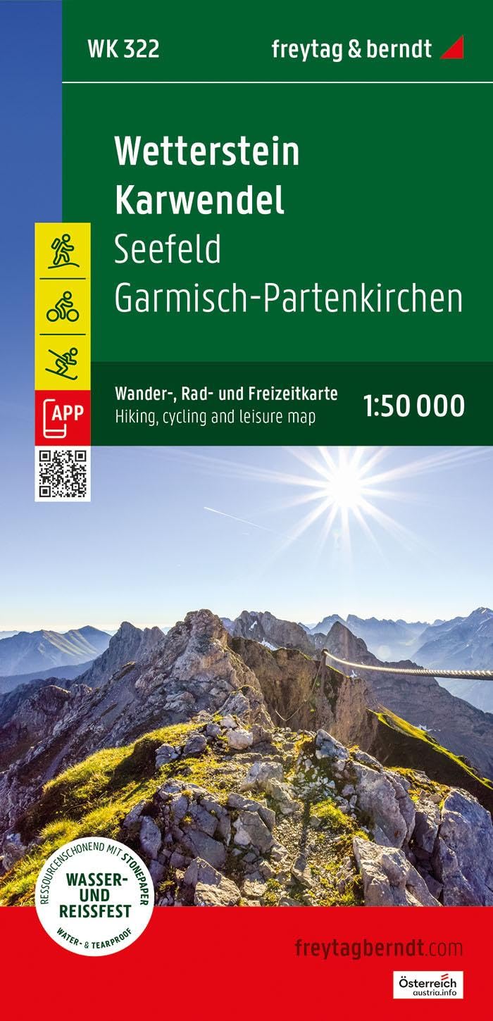 Wetterstein - Karwendel, Hiking, Cycling & Leisure Map: Seefeld - Garmisch-Partenkirchen, mit APP, wasserfest und reißfest