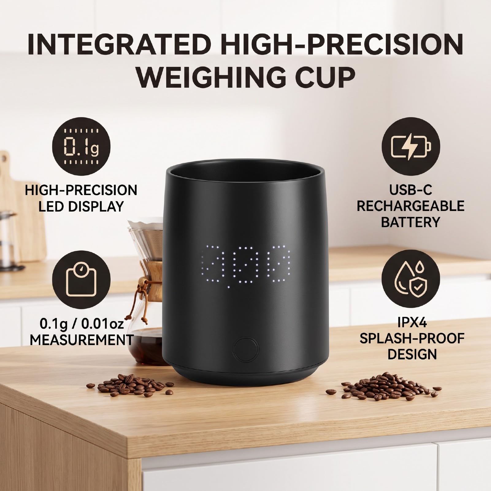 Luocute Tasse à café 200 Ml, Balance Numérique de Haute Précision
