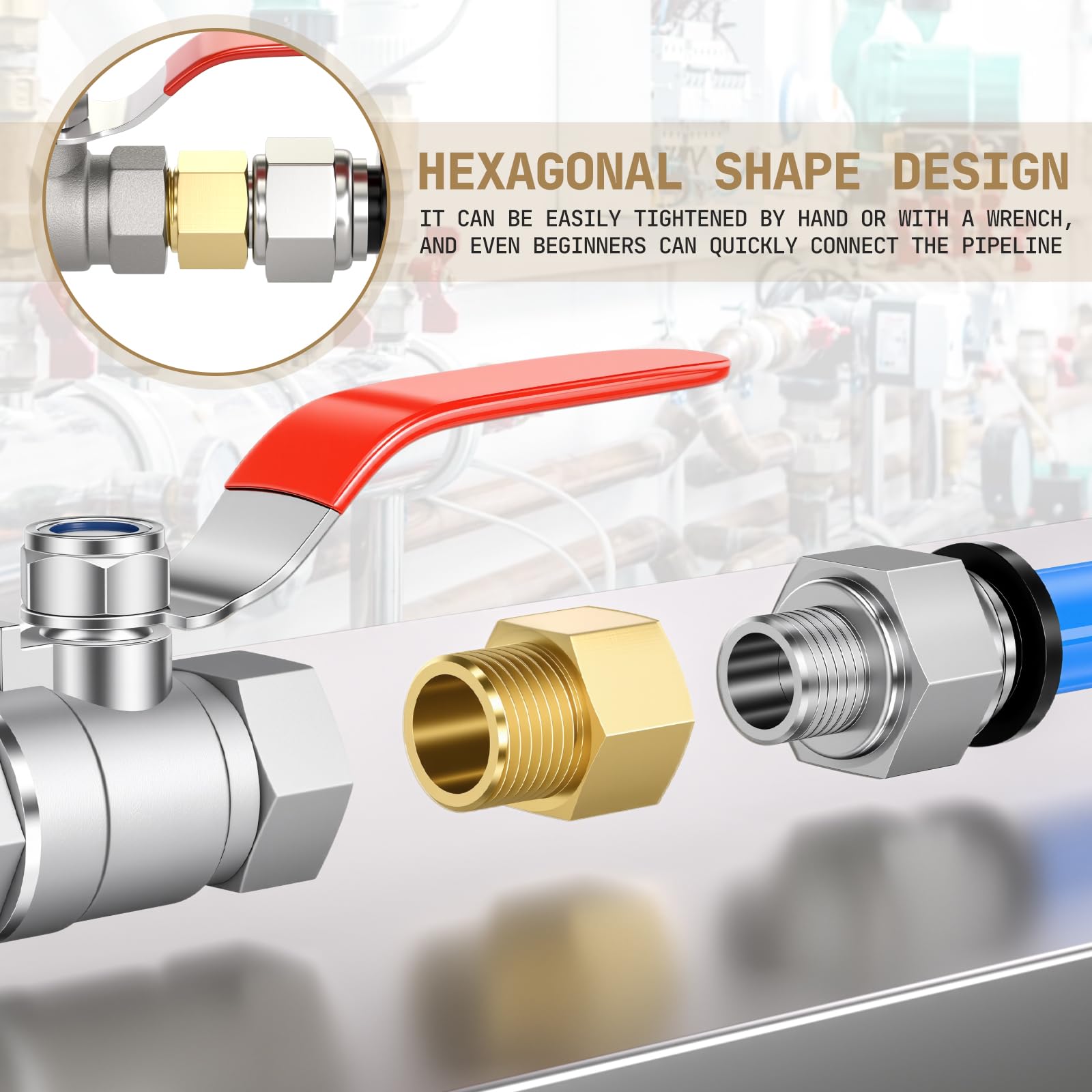 Bwintech 2 Uds 1/2 "hembra a 1/8" macho BSP rosca latón buje hexagonal conector reductor para conversión de conexión de tubería — view 5