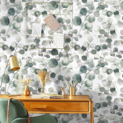 Miniatura 3 de Nukofal Papel tapiz de hojas para despegar y pegar, papel de contacto floral de 17.7 x 196.8 pulgadas, papel tapiz autoadhesivo de hojas de