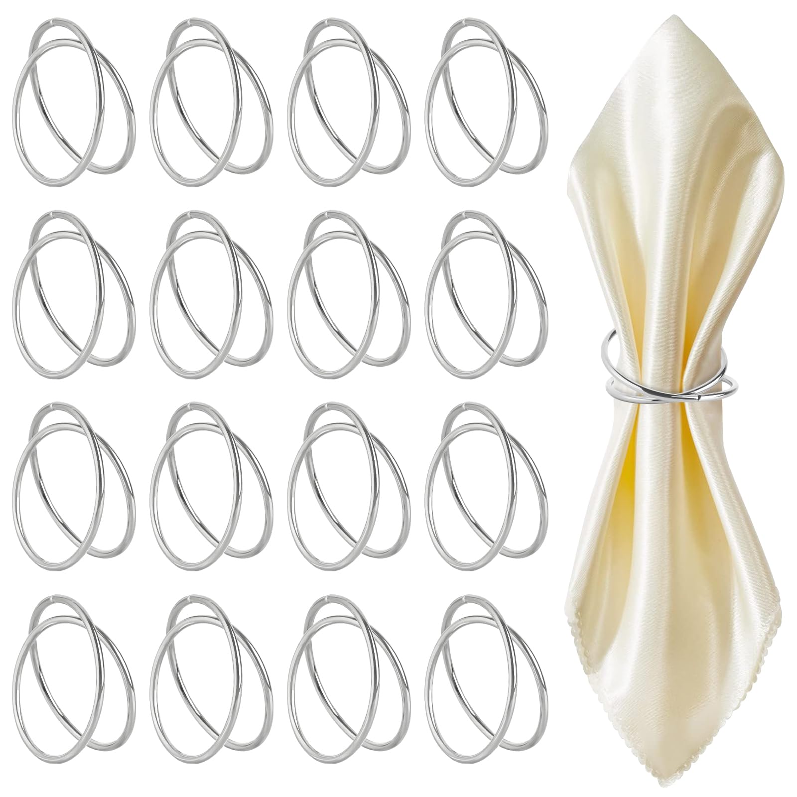 Set Di 16 Anelli Portatovaglioli In Argento - Spirale Elegante Per Tovaglioli, Ideale Per Matrimoni E Cene - Foto 8