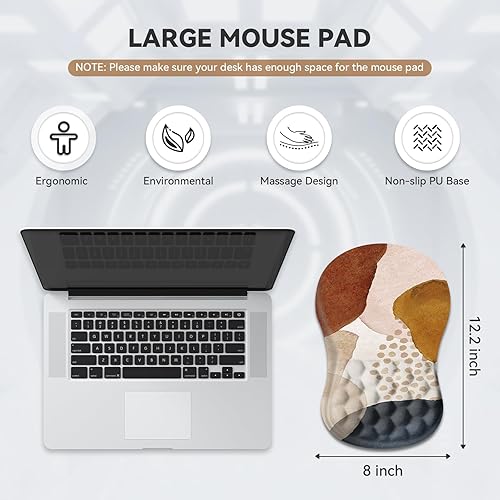 Miniatura 7 de AIMSA Alfombrilla de mouse con soporte para reposamuñecas, ergonómica, diseño de espuma viscoelástica, alivio del dolor, cómoda base de poliuretano