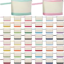 Silkfly 48 Pcs Cotton Canvas Makeup Bags Cosmetic Zipper Bags 10.2 x 5.5 x 2 Blank DIY Pouch Bulk Pencil Case with Bottom Travel Toiletry Pouch for Women Craft Decor Gift 24 Colors