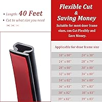Vista 7 de Burlete de Goma para Clima de 40 Pies, Tira de Sellado de Puerta, Respaldo Autoadhesivo Forma de D, Burlete para Puerta para Aislamiento de Marco