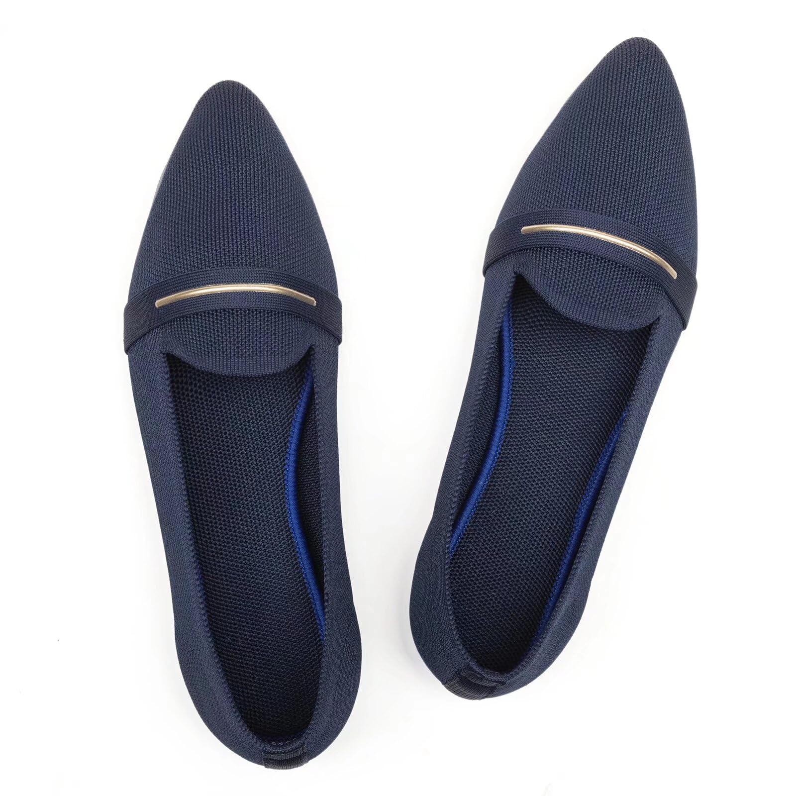 Frank Mully Women's Casual Loafer Flats Slip On Loafer Shoes Comfortable Knit Flat Shoes Classics Pointy Toe Loafer Flats,for Work,Travel