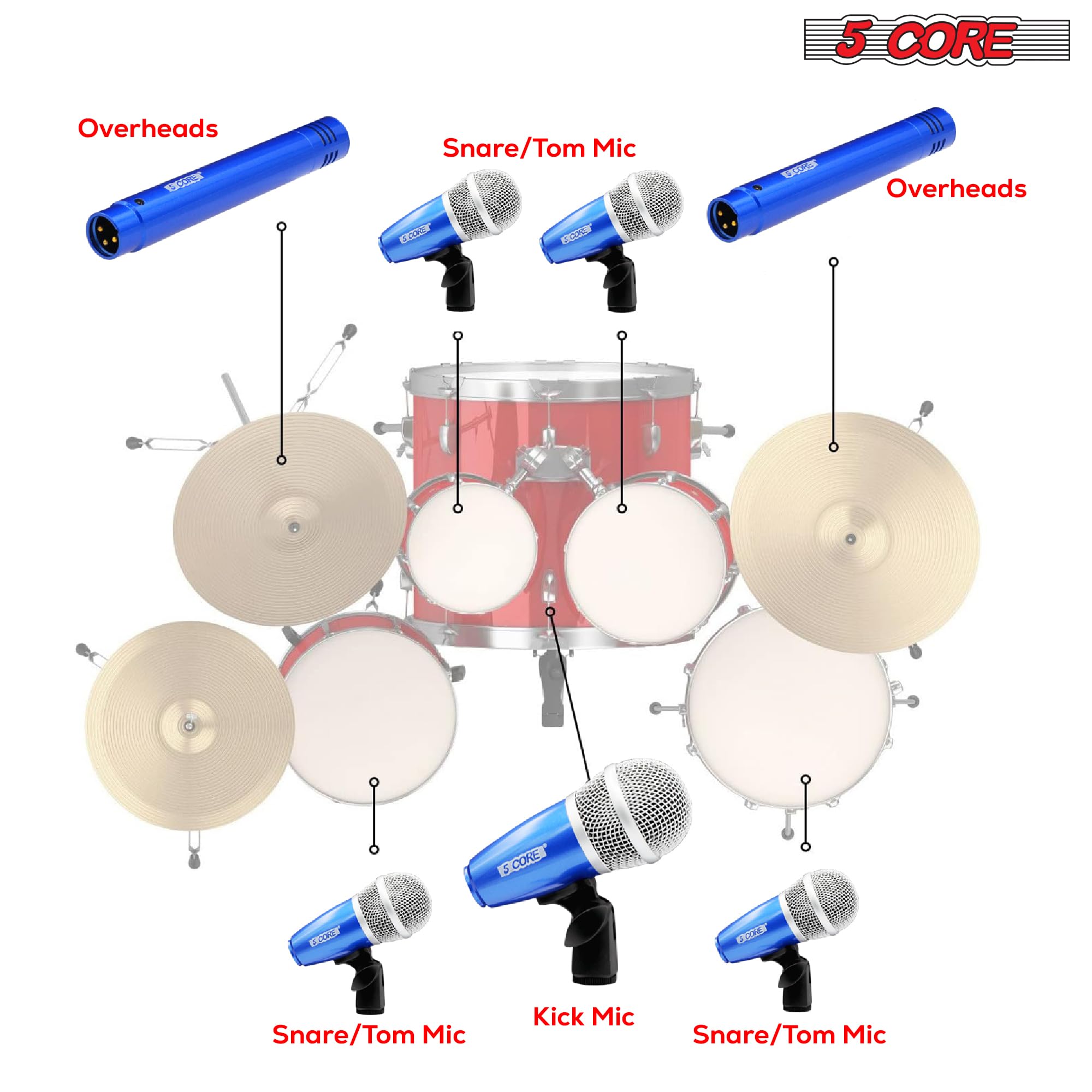 Mic Drum SET マイクとクリップセット Amazon.com: Wired Microphone Kit for Drum and Other Musical