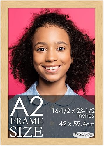 Poster Palooza A2 Natural Modern Wood Frame 16.5x23.5 Frame - Modern Wood A2 Picture Frame For A2 Size Artwork or Documents - Photo Frame Includes