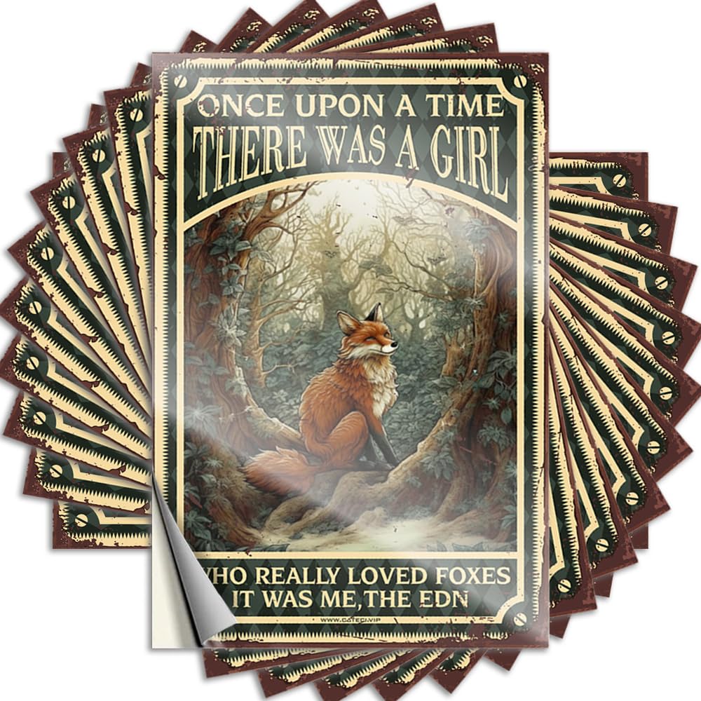 Home Gym Decor Bottle Funny Sticker - Once Upon A Time There was A Girl Who Really Loved Foxes Cute Durable Sticker Easy Apply for Darts Decor(8X12CM)