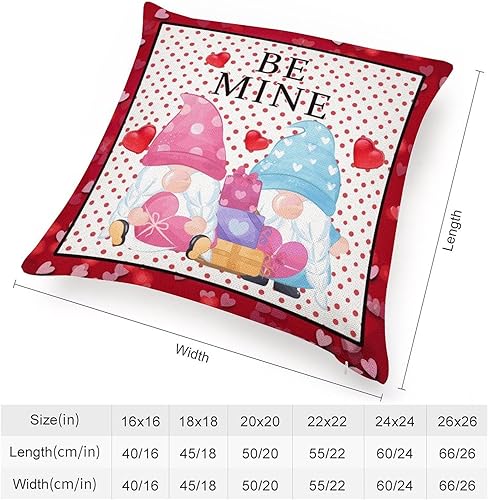 Miniatura 10 de Farmhouse Linen Cushion Cover Case for Living Room Bedroom Decor Be Mine Valentines Day Red Pink Love Hearts Gnome Decorative Pillow Case with