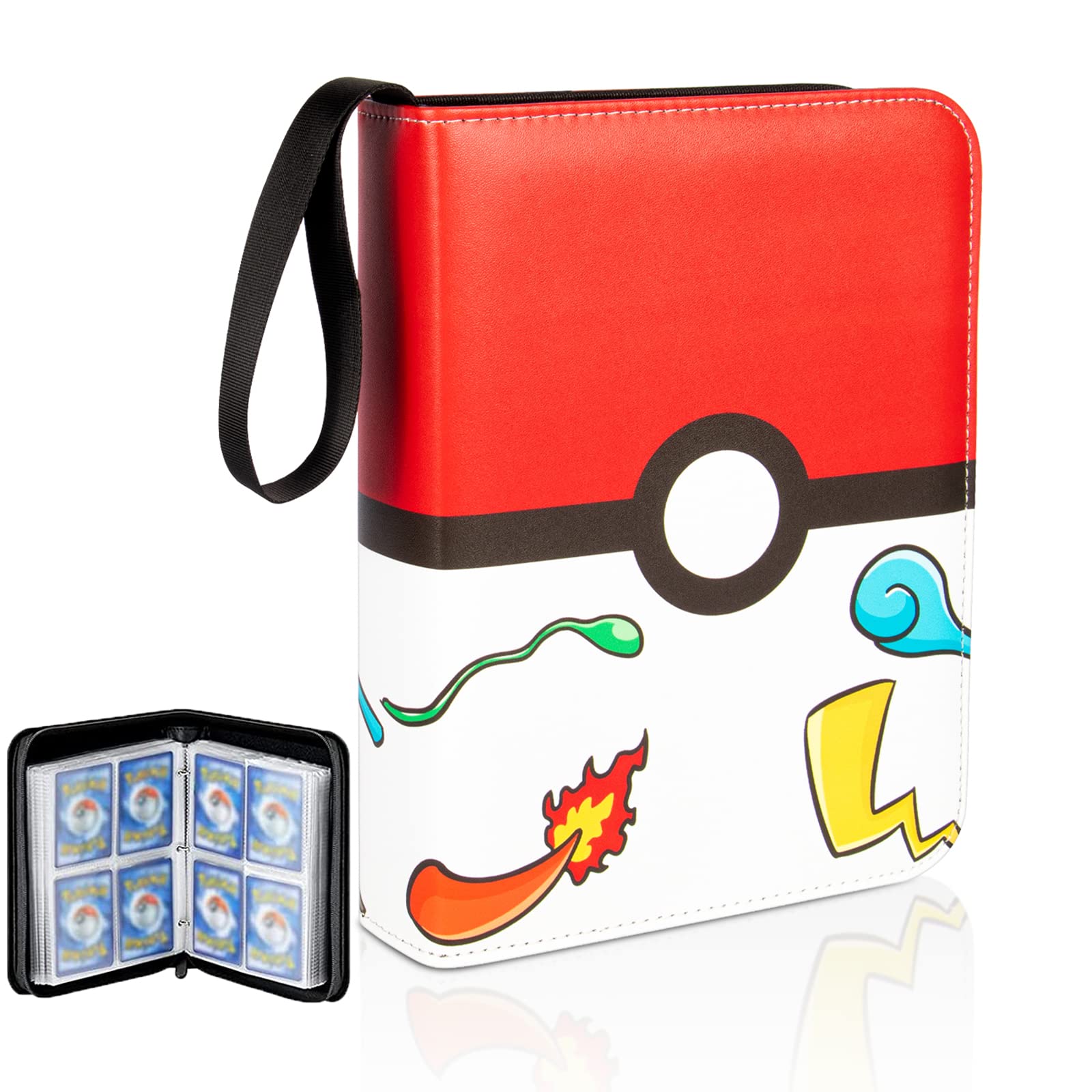 4-Pocket Card Binder 60 Pages 480 Pockets PU Card Holder Album Card Collection Binder with Zipper