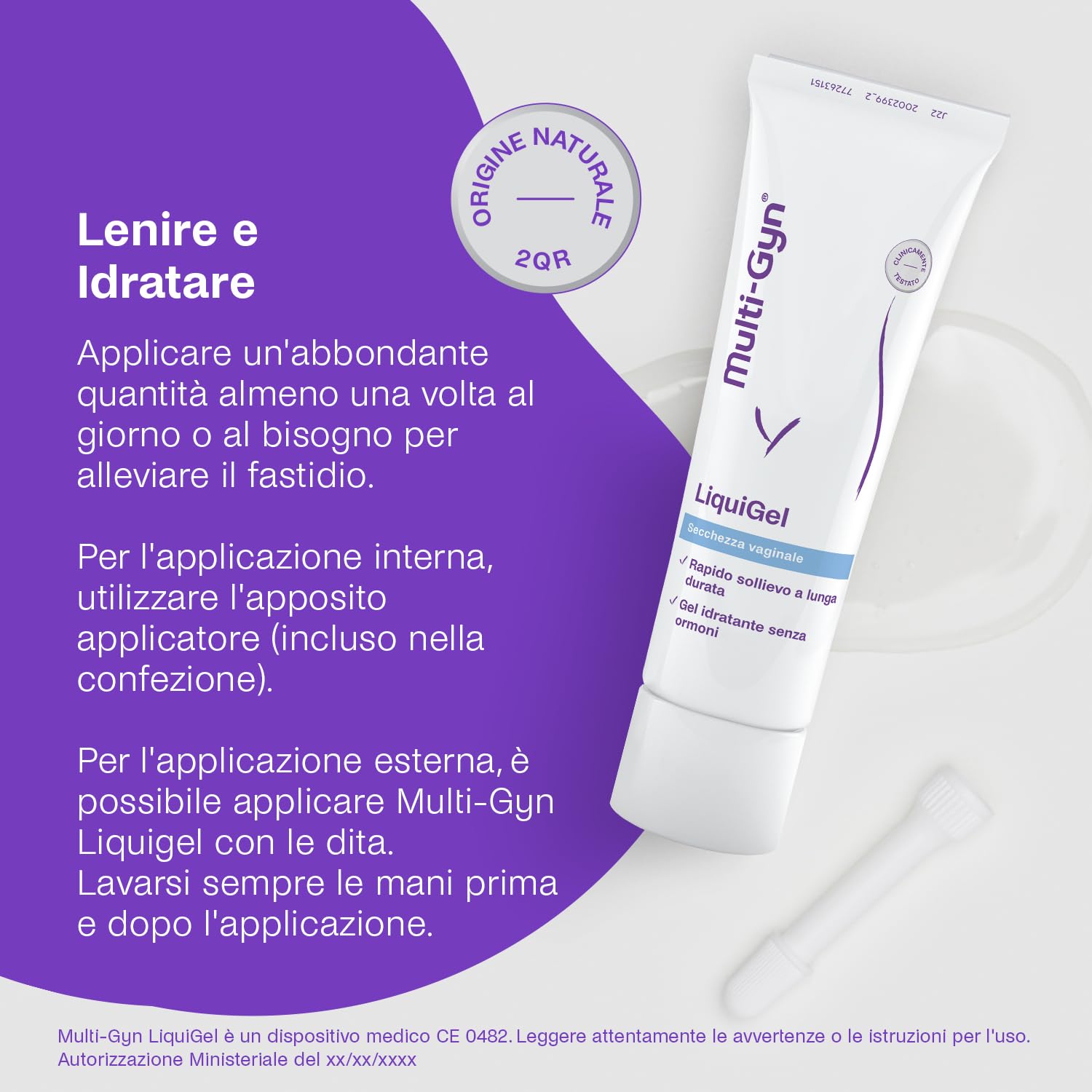 Multi-Gyn LiquiGel con applicatore per un immediato sollievo 50 ml - contro la secchezza vaginale, il dolore, il prurito o le irritazioni - Senza ormoni con ingredienti naturali