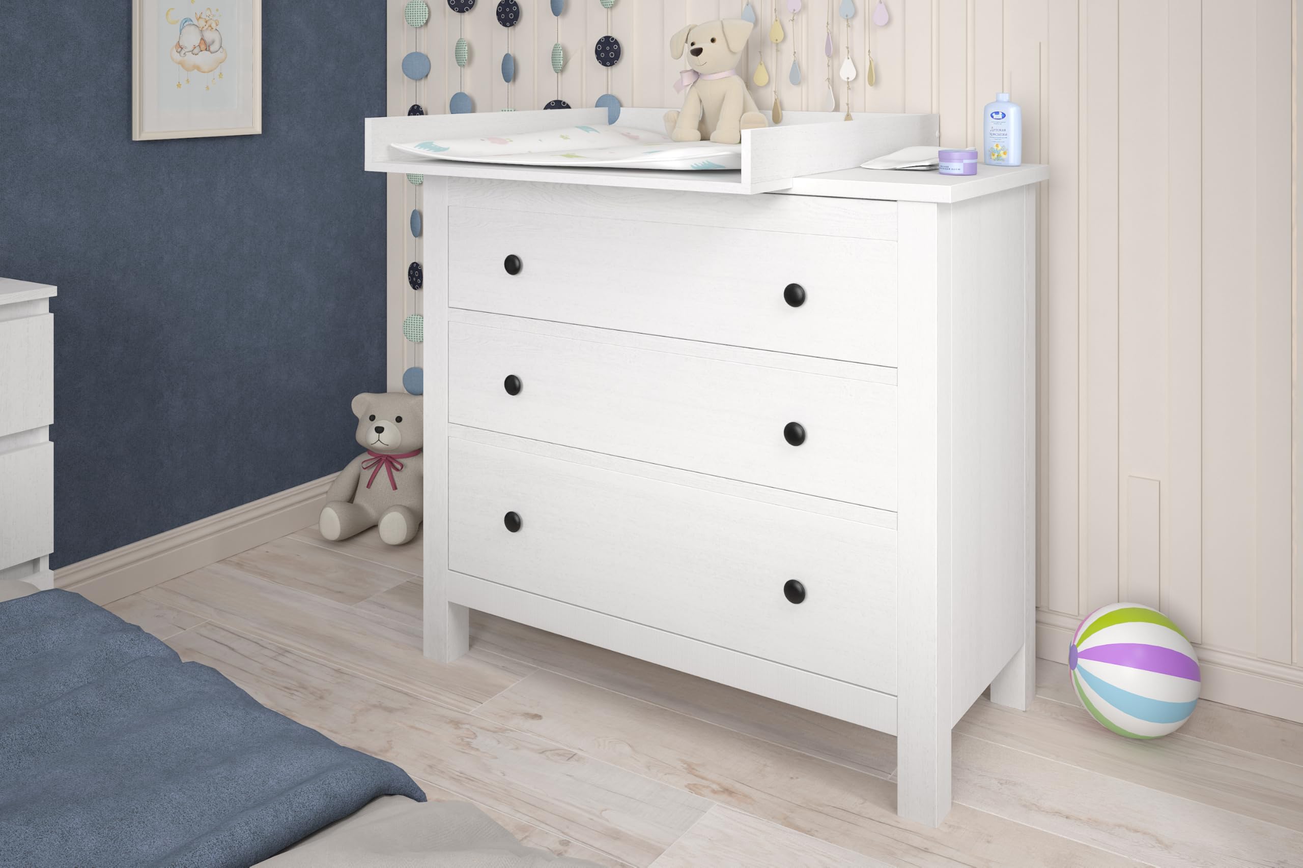 Shefa Kids 801 Universal Wickelaufsatz kompatibel mit Kommoden Malm, Hemnes und Nordli Serie, weiß