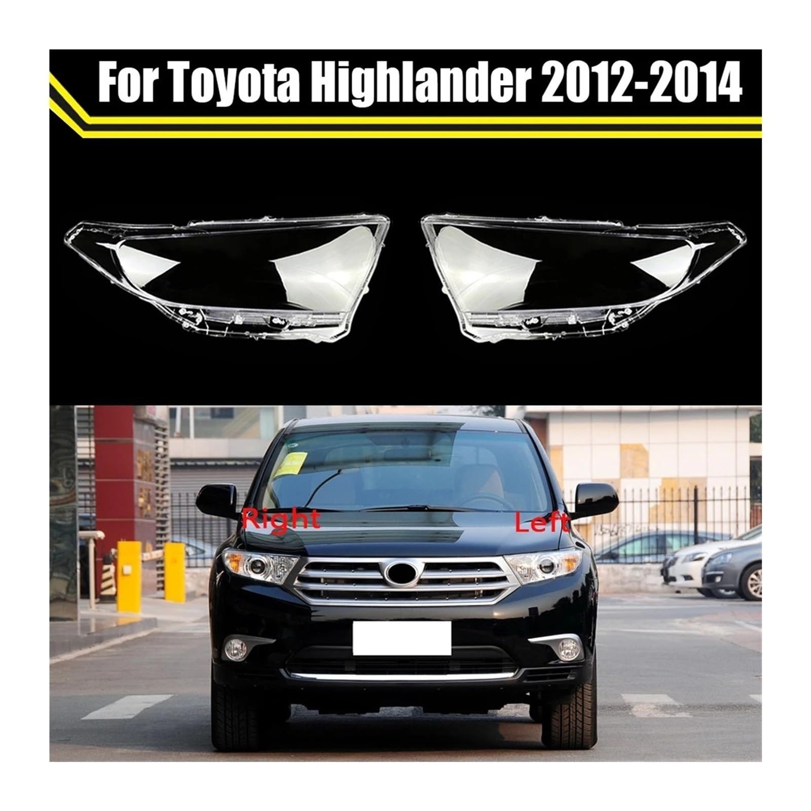 Windzerdong Car Headlight Cover For toyotas Highlander 2012 2013 2014 Headlamp Lampshade Lampcover Head Lamp Light Covers Glass Lens Shell