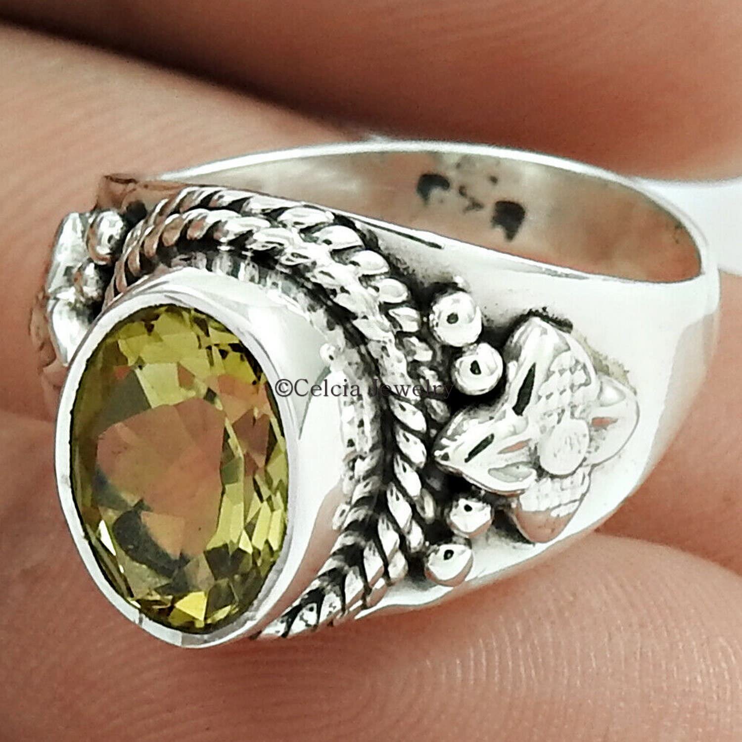 Anillo de piedra curativa natural citrino, anillo de banda de diseñador unisex, anillo de declaración, regalos para hombres y mujeres, regalos de cumpleaños para papá mamá, anillo delicado