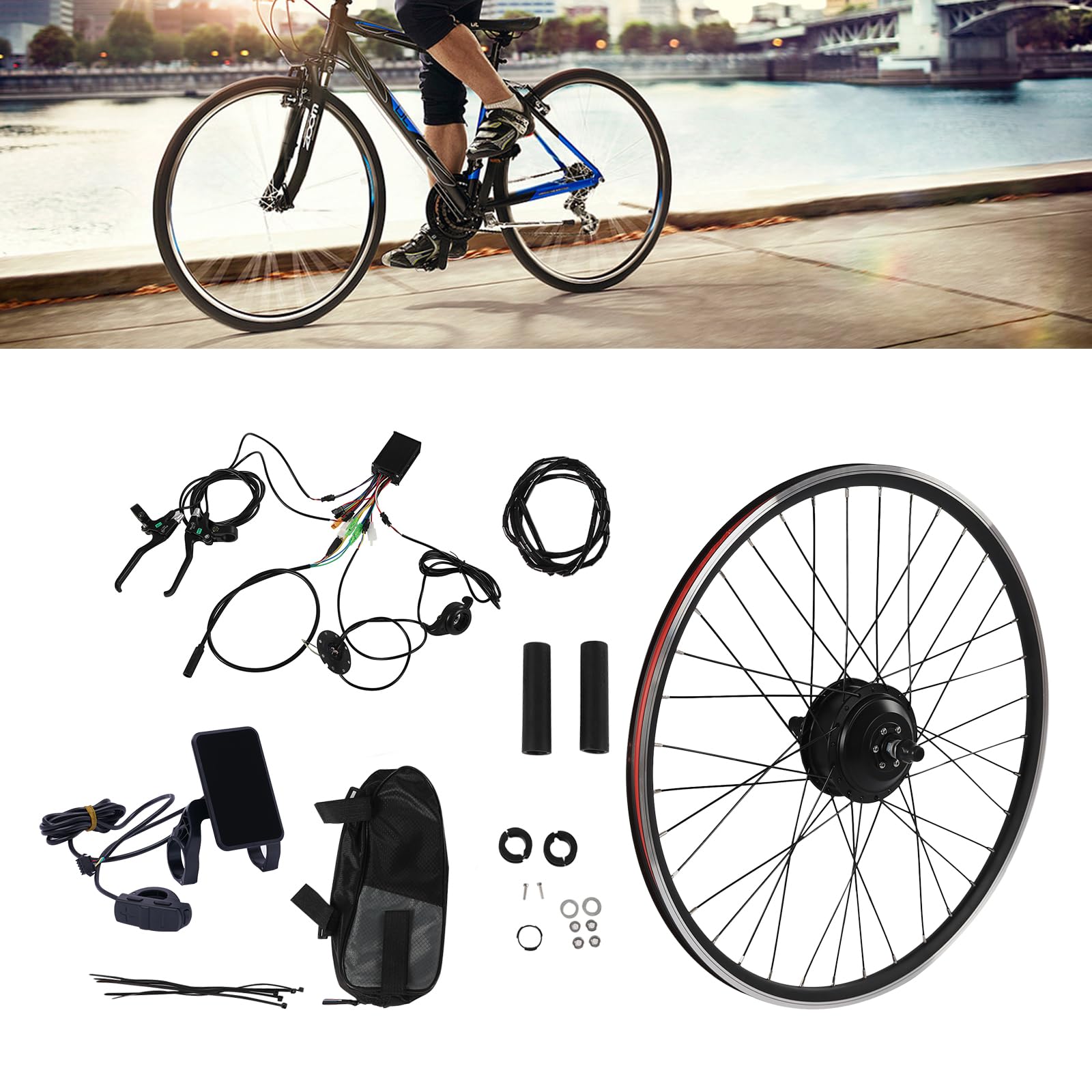 36V 250W Kit di conversione per E-Bike, kit di conversione per bicicletta elettrica con display LCD, 5 marce, kit di conversione per bicicletta elettrica con cruise control, motore elettrico per