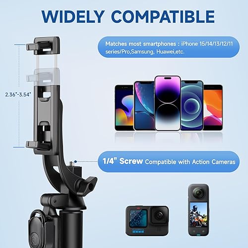 Miniatura 3 de Trípode para teléfono, trípode para selfie stick de 69 pulgadas para iPhone con control remoto, trípode de viaje ligero y rotación de 360,
