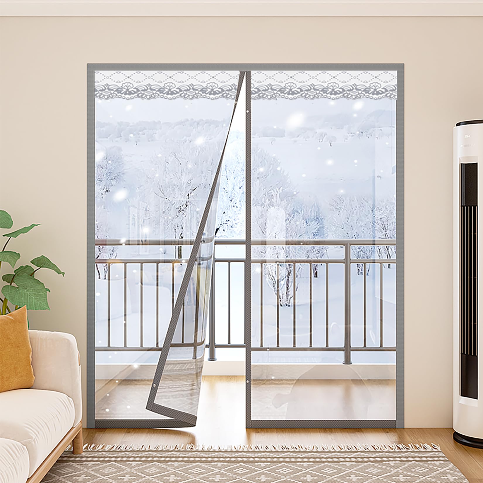 Rideau de porte isolant thermique contre les courants d'air froid et le bruit