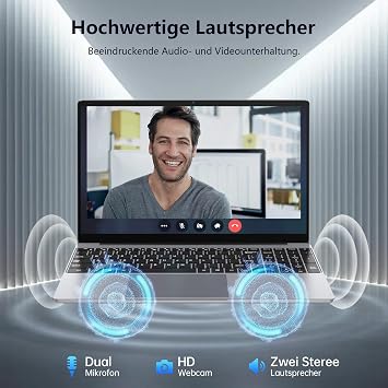 15.6 Inch Laptop Computer 15.6 Inch FHD Display 4C4T N100 Processor 3.4GHz 16GB DDR4 RAM 1TB SSD UHD Graphics Win 11 Pro Dual WLAN Bluetooth 5 2 x USB 3.0 6500 mAh